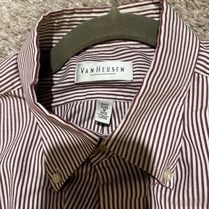 Van Heusen Men's Dress Shirt - Burgundy Stripes